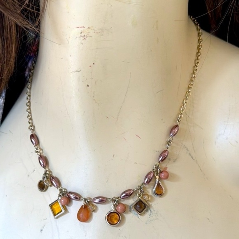 LIZ CLAIBORNE‎ VTG  MARKED SHADES OF BROWN CHOKER NECKLACE